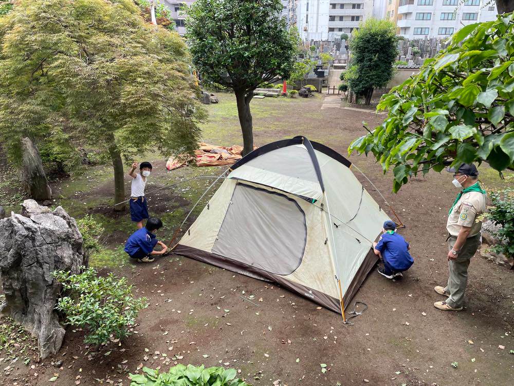 テントの立て方練習